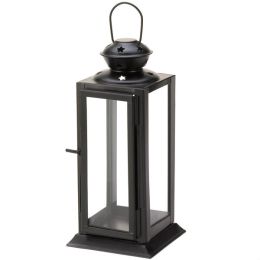 Accent Plus Square Black Star Candle Lantern - 8 inches