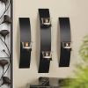 Accent Plus Sleek Black Curved Iron Wall Sconce Set