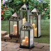 Accent Plus Tall Silver Modern Candle Lantern - 25 inches