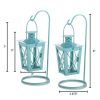 Accent Plus Hanging Railroad Lanterns Pair - Baby Blue