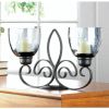 Accent Plus Fleur de Lis Metal Double Candle Stand