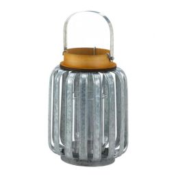 Accent Plus Galvanized Metal Slats Candle Lantern - 10.5 inches