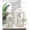 Accent Plus Distressed White Metal Candle Lantern - 12 inches