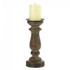 Accent Plus Antique-Style Wood Pillar Candle Holder - 11 inches