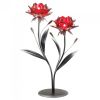 Accent Plus Romantic Red Flower Candle Holder - Double