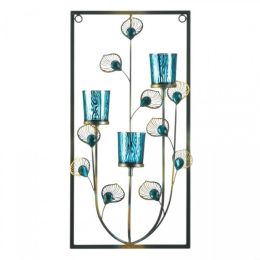 Accent Plus Peacock Rectangular Wall Sconce - Three Candles