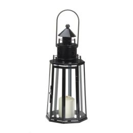 Gallery of Light Metal Lighthouse Candle Lantern - Black