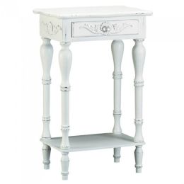 Accent Plus Carved White Side Table