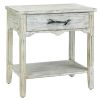 Nikki Chu Distressed Wood End Table with Metal Twig Handle