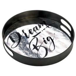 Nikki Chu Dream Big Round Mirrored Metal Tray - 15 inches