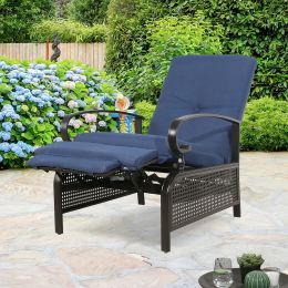 Outdoor Recliner Adjustable Patio Reclining Lounge Chair with Olefin Cushion