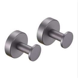 Round Base Wall Hanging Coat Hook with Screws- Gun Grey Towel Hook; 2 Pack; for Entry Shoe Cabinet; Wardrobe Bathroom Bedroom Furniture Hardware