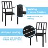 2pcs Backrest Vertical Grid Wrought Iron Dining Chair Black