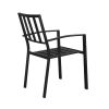 2pcs Backrest Vertical Grid Wrought Iron Dining Chair Black