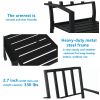 2pcs Backrest Vertical Grid Wrought Iron Dining Chair Black