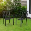 2pcs Backrest Vertical Grid Wrought Iron Dining Chair Black