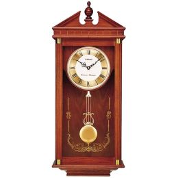 Seiko Brown Oak Wall Clock with Pendulum - QXH107BLH