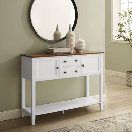 Good & Gracious Sideboard Buffet Storage Cabinet with Storage Drawers Storage Cabinets and Large Shelf (Color: White)